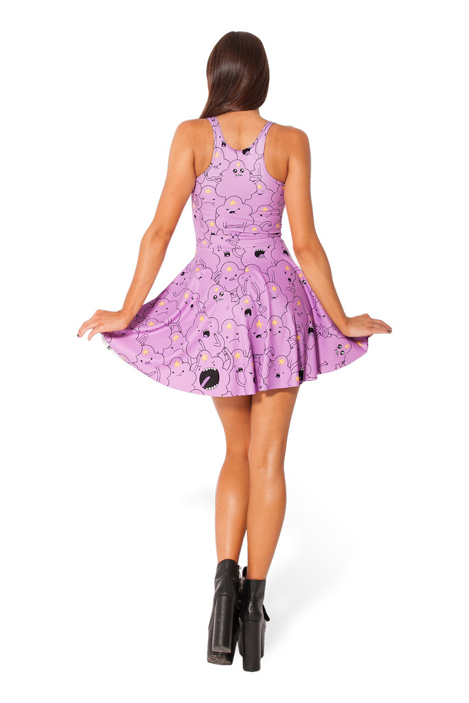 F33048   Sexy Lumpy Space Princess Print Reversible Skater Dress